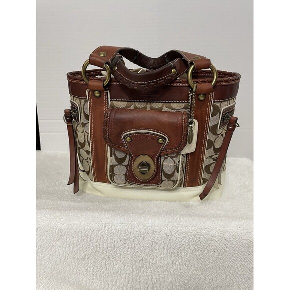 COACH 10374 Vintage Hampton Jacquard Satchel W/Leather Trim 65th - Picture 1 of 16